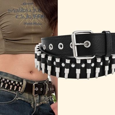 普通のスタイル 2-4cm 男性用ウェスタンパンクリベットベルト 滑らかなブックルパンツ装飾