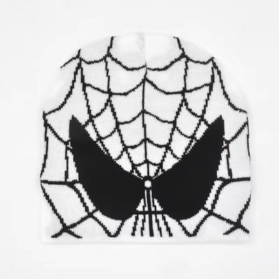 釣りシーン 厚い編みスパイダーウェブデザインとY2Kスタイルのユニセックス冬季帽子