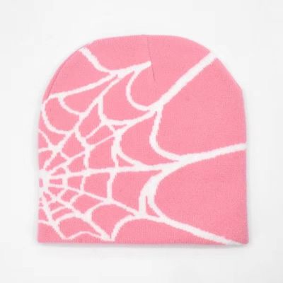 釣りシーン 厚い編みスパイダーウェブデザインとY2Kスタイルのユニセックス冬季帽子