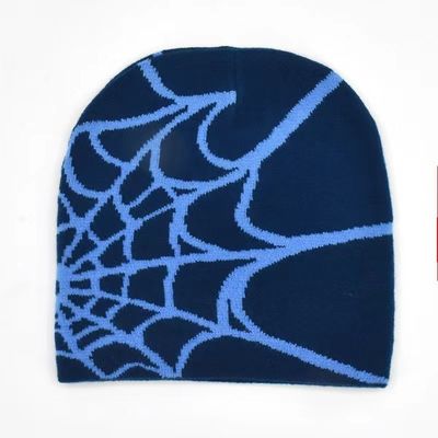 釣りシーン 厚い編みスパイダーウェブデザインとY2Kスタイルのユニセックス冬季帽子