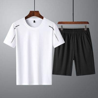 100%ポリエステル 男性用セット 透気 迅速 乾燥 ジャケット スタイルの夏用Tシャツ