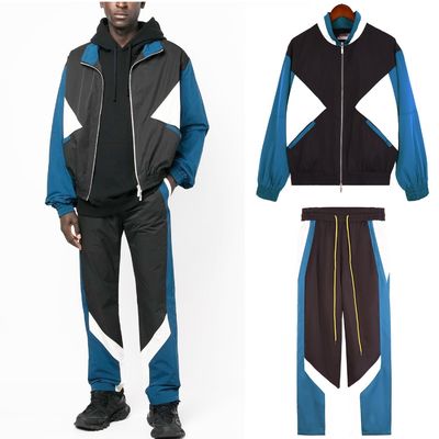 春と秋 透気型ポリエステル パッチワーク ストリートウェア 男性用 スポーツスーツ
