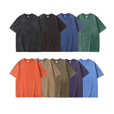 280g 重い レトロ 洗濯 困った 短袖Tシャツ 男性用 松散な綿半袖 トップ