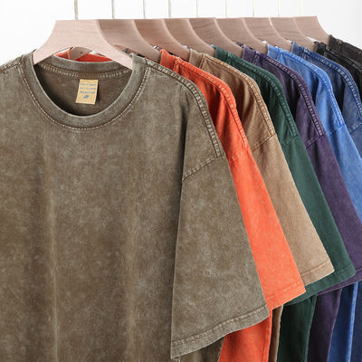280g 重い レトロ 洗濯 困った 短袖Tシャツ 男性用 松散な綿半袖 トップ