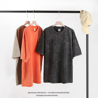 280g 重い レトロ 洗濯 困った 短袖Tシャツ 男性用 松散な綿半袖 トップ