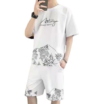 スタイリッシュ スタイリッシュ 男性 TTシャツ スタイリッシュ 夏のカジュアルスーツ 短パン