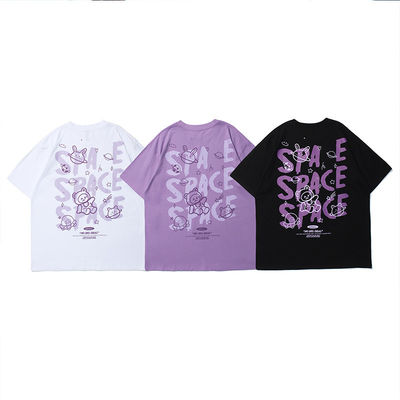 短袖 ユニセックス 男性Tシャツ 綿 漫画 文字 透ける 織物 で 印刷