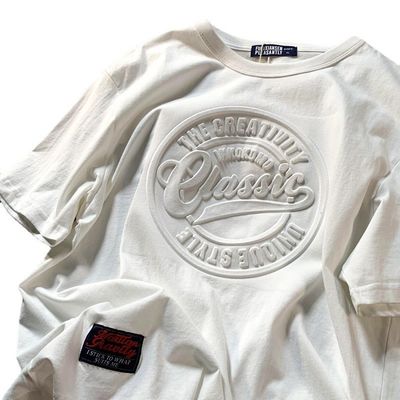 カスタムデザイン ヴィンテージ 男性用Tシャツ 3Dパフプリント 透気性 180gポリエステル繊維