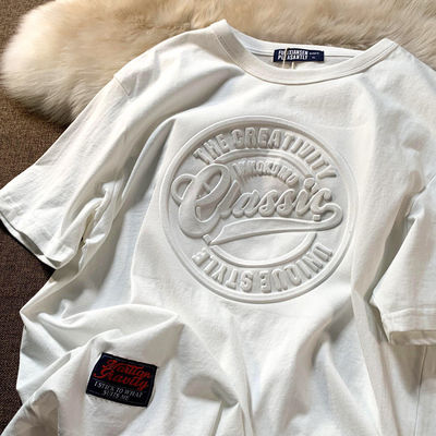 カスタムデザイン ヴィンテージ 男性用Tシャツ 3Dパフプリント 透気性 180gポリエステル繊維