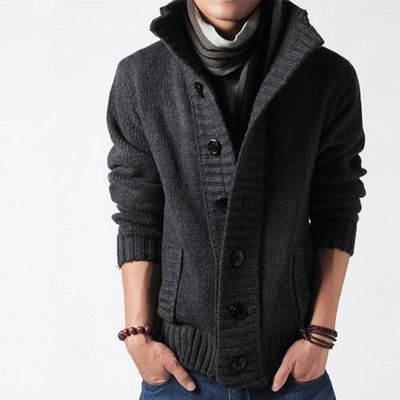 秋冬 男性用 スタンドカラー スウェット 厚い針とシングルブレスティングフックル