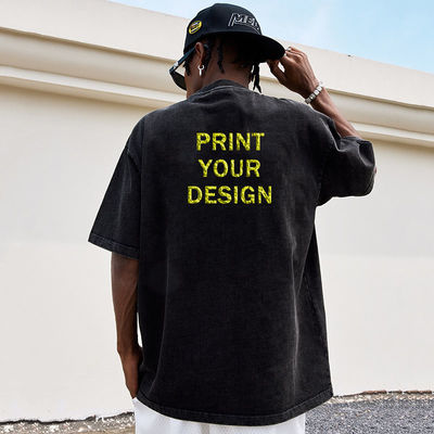 丸い首 ヴィンテージ グラフィック Tシャツ 100% コットン ワッシュ プラスサイズ 男性用 Tシャツ 印刷