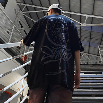 カスタムロゴ ヒップホップスタイル 紫外線反射型?? 光Tシャツ プレスサイズ 男性用