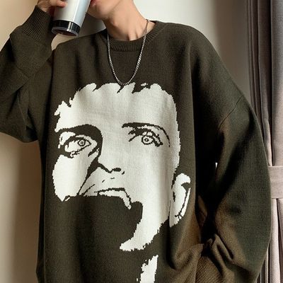 スタンダード ウール 秋のセーター 男性のセーター カスタム ジャッカード 漫画 紋編み