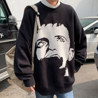 スタンダード ウール 秋のセーター 男性のセーター カスタム ジャッカード 漫画 紋編み
