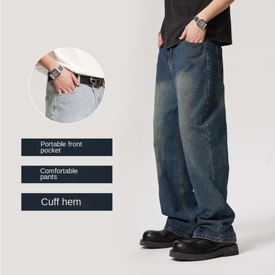 中腰型 男性用デニムパンツ オーダーメイド 洗濯直線ジーンズ ライトプレッドプリント