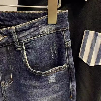 中腰 XMAMLON 男性 ヒップホップ ストリートウェア スキニー 破損 ズボン パンツ
