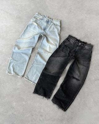 オーダーメイド 幅幅パンツ 中腰 デニム バッグ 涙 ジーンズ 女性 プラスサイズ 男性 パンツ