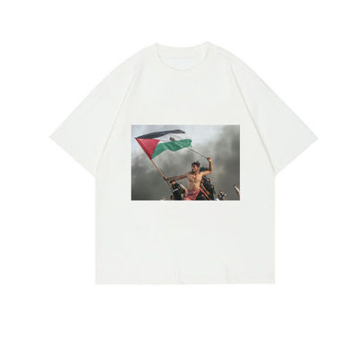 男性用 カスタムコットングラフィックTシャツ パターン印刷 アンチピリング