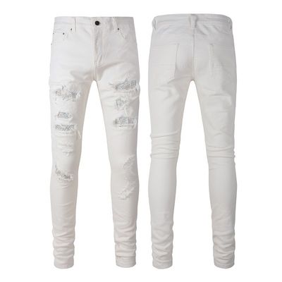 コットン デニム ストレッチ スキニー サステナブル プリント 男のストレート 鉛筆ジーンズ