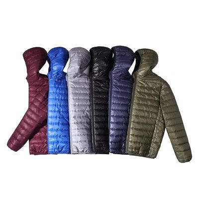 透ける軽量 暖かい帽子付き 綿バブルコート 男性用 S-6XL サイズ