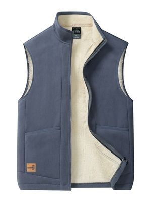 大型 男性用 カジュアル オールマッチ トレンドコート ウェスト 毛皮内面とスタンドカラー